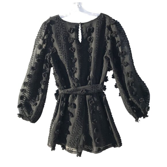 Black Sheer Lined Romper Womens M Whimsygoth Fairy Feminine Sexy Made England - Picture 2 of 11